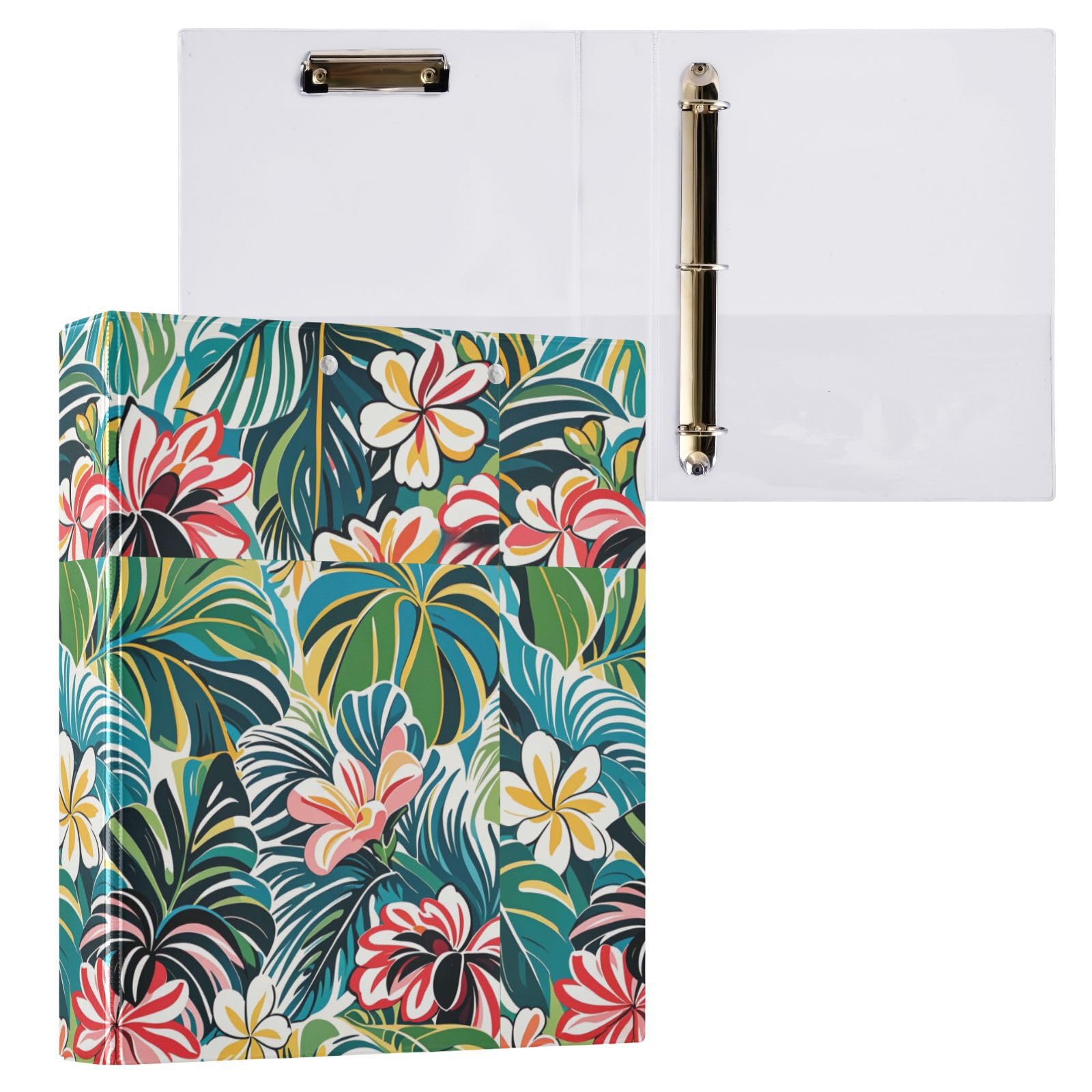 Raccoglitori scolastici da 2,5 cm e mezzo con fiori hawaiani estivi colorati