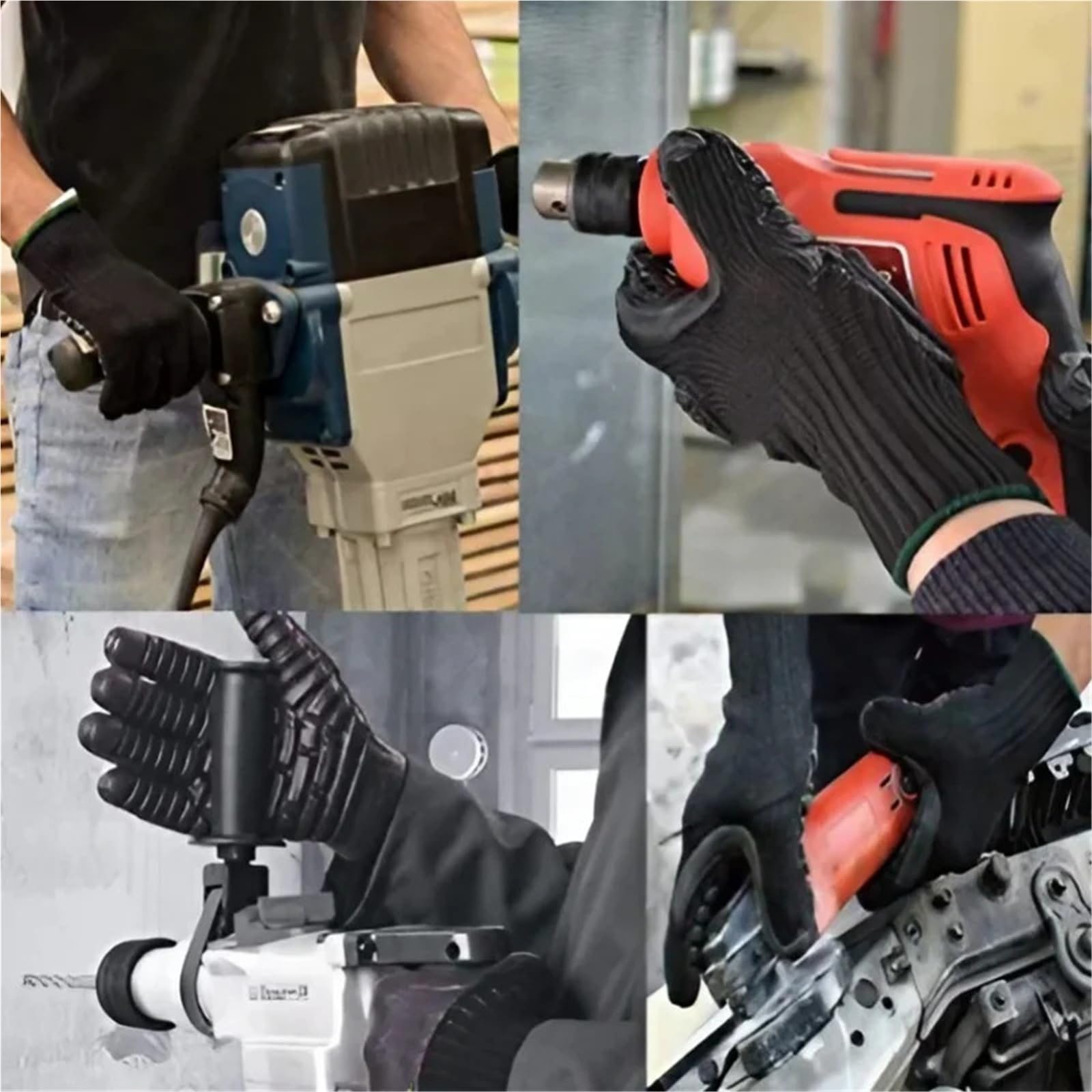 Generico Guanti da lavoro antivibranti professionali - Guanti di sicurezza resistenti agli urti/impatti con polsino elastico(M)