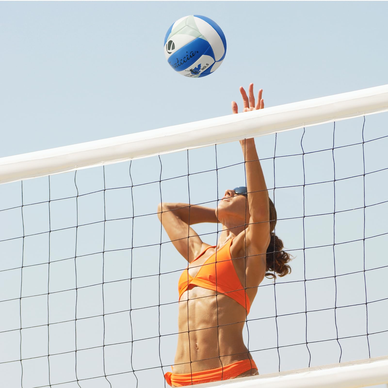 Ballon de volleyball taille 5 avec pompe - En cuir souple - Pour jouer en extérieur et intérieur - Cadeau pour filles, adolescents, adultes