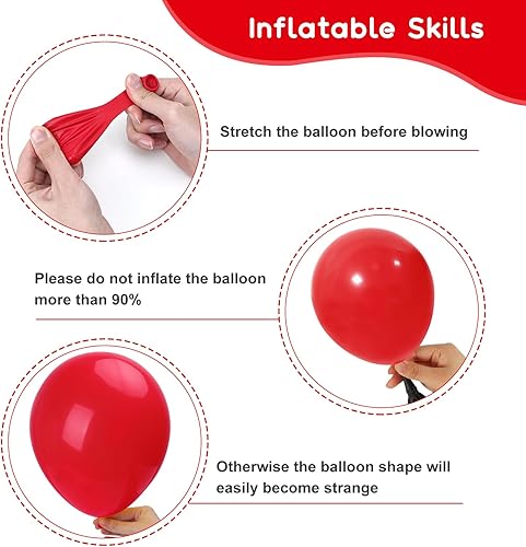 Miniatura 3 de RUBFAC 138 globos rojos de diferentes tamaños de 18, 12, 10 y 5 pulgadas, para arco de guirnalda, globos de látex rojos de alta calidad para fiesta