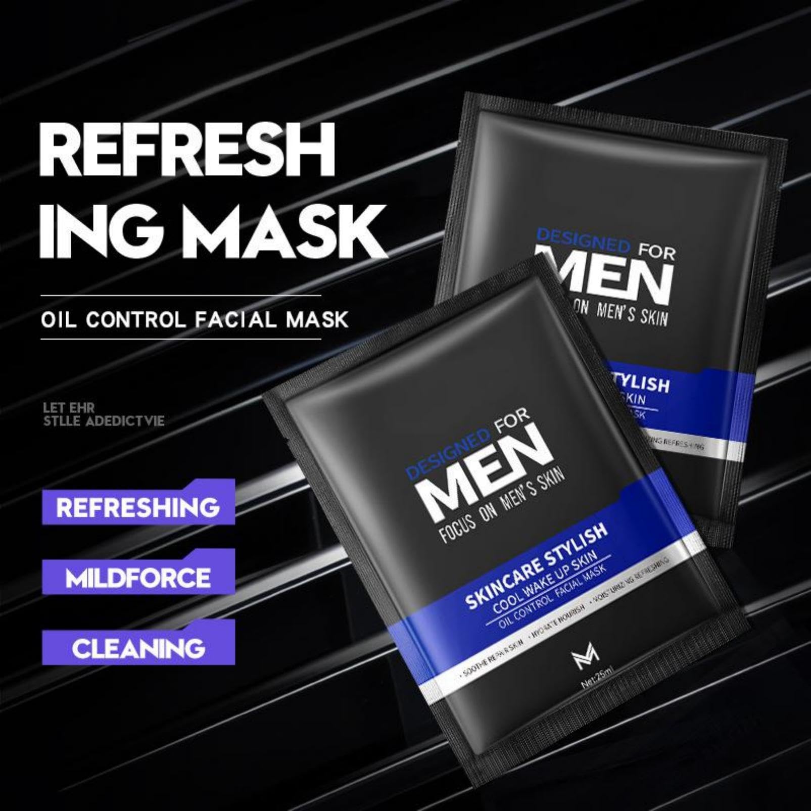 6 PCS Men's Face Mask Set, Hydrating, Refreshing & Oil Control Skincare Set including Collagen - Image 3