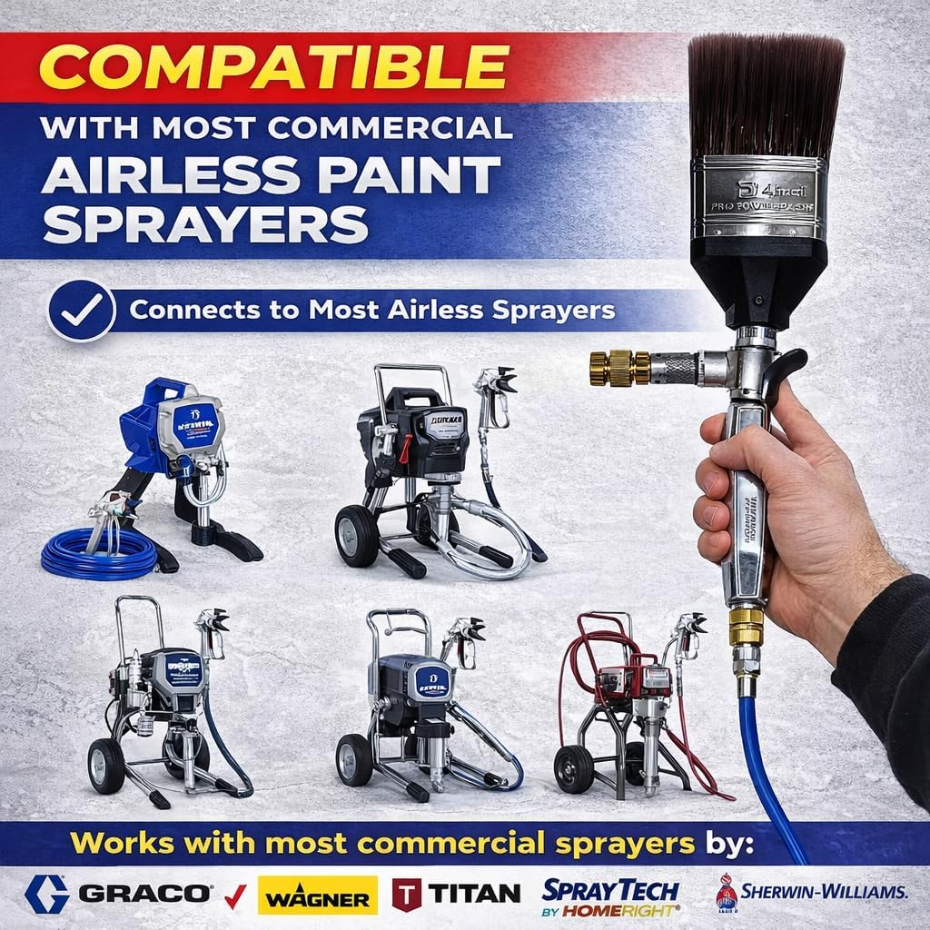 Pro Power Brush - Heavy Duty Automatic Paint Tool, 20x Faster Painting, Superior Control for Pros & Homeowners, Connects to All Sprayers, Any Paint & Finish Compatible (PPB-KIT, 4 inch KIT)