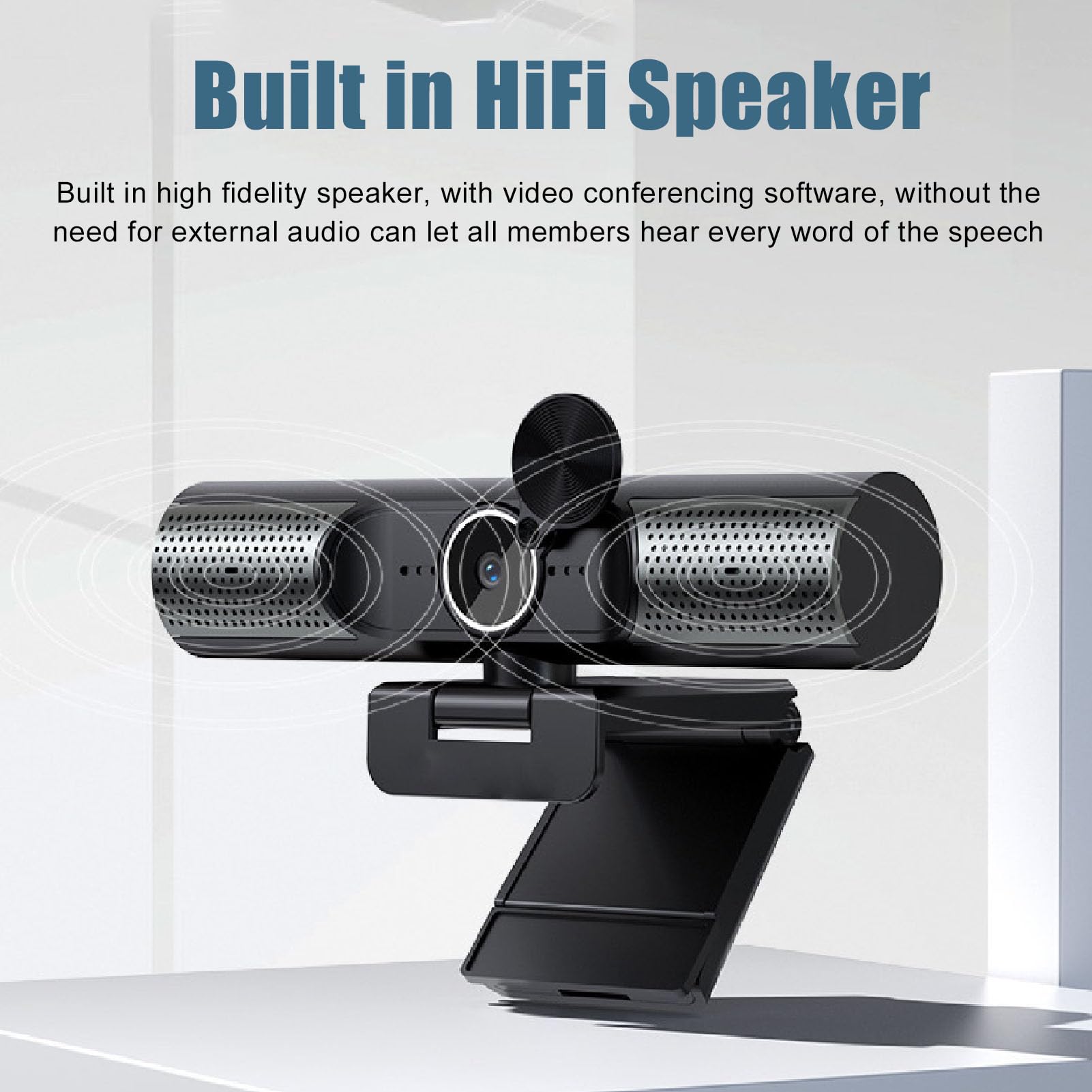 Webcam con Microfono, Webcam per Computer USB FHD 2K 30FPS, Videocamera con Messa a Fuoco Automatica e Copriobiettivo per Videoconferenze, Streaming Live