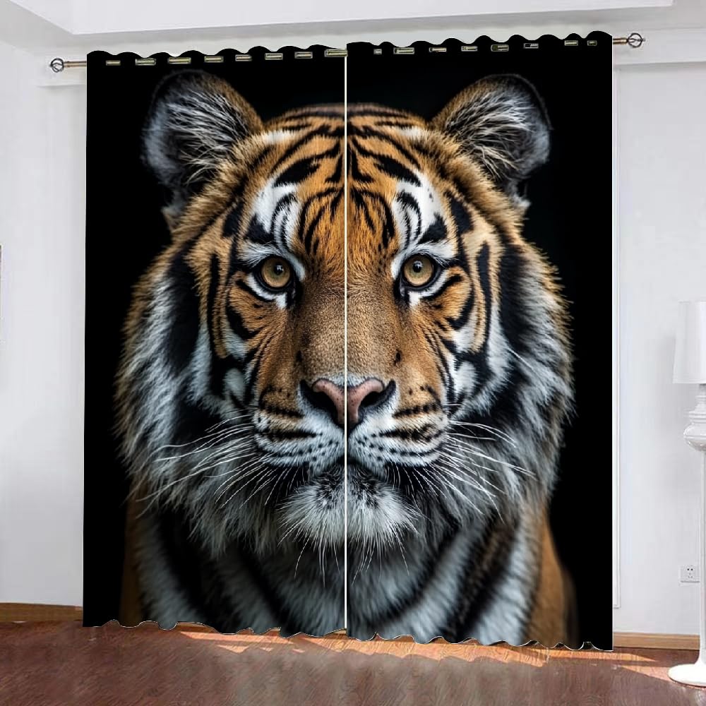 Rideau anti chaleur tigre isolant pour chambre d'enfant lumineuse