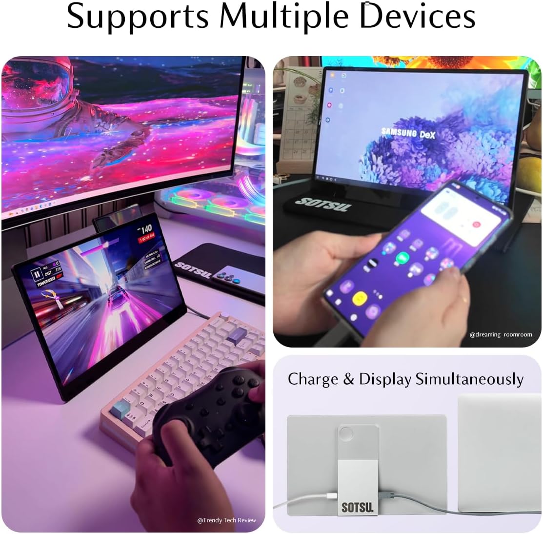 SOTSU FlipAction Go 14" Premium Portable Monitor | Full HD 1080p | 400 Nits | 100% sRGB | Robust yet Lightweight | Pivoting Landscape & Portrait Display | Tempered Glass Cover | USB-C & Mini HDMI | 5W