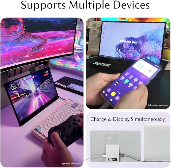 SOTSU FlipAction Go 14 Portable Monitor | MacBook Color Matching | Rugged Yet Lightweight | Tempered Glass | 1080p | 400 Knit | 100% sRGB | 5W | Ultra Versatile | USB-C or Mini-HDMI Metallic Gray