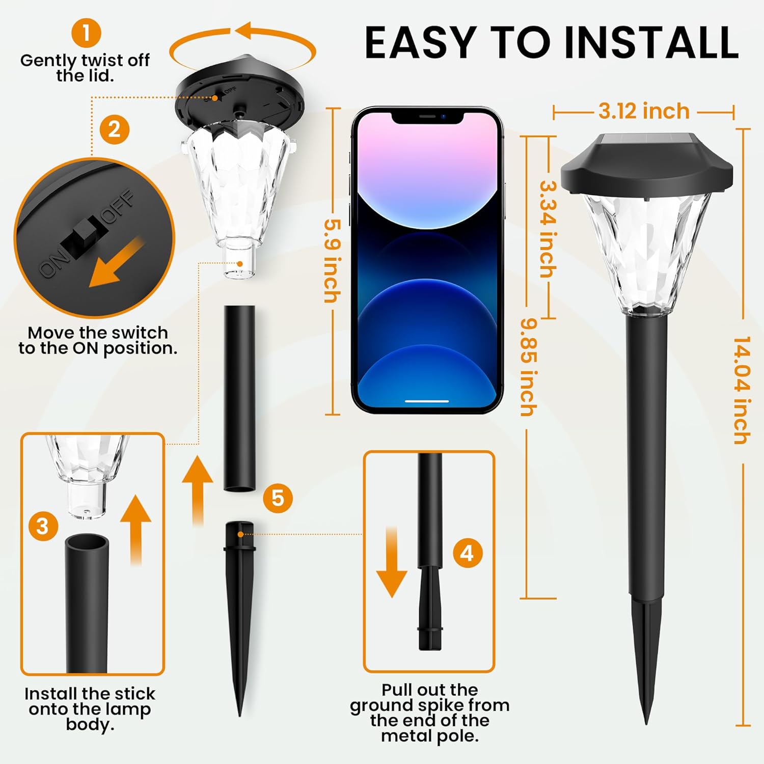 GIGALUMI 8 Pack Solar Lights Outdoor Waterproof, Outdoor Solar Lights for Yard, Solar Garden Lights, Yard Decorations Outdoor for Pathway, Patio, Garden, Driveway, Lawn, and Landscape(Warm White)