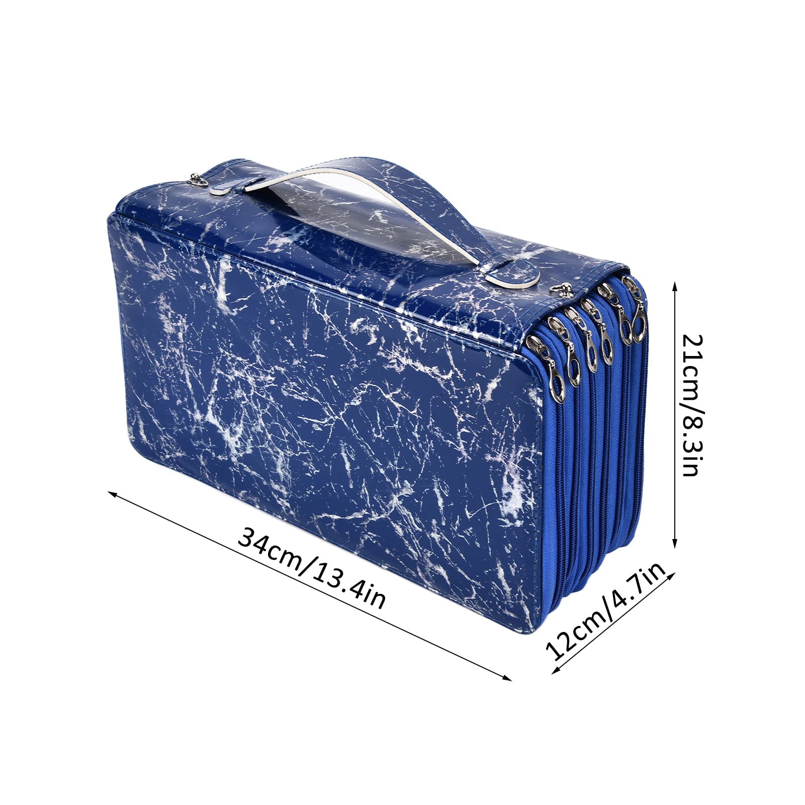 Astuccio per matite, cerniera lucida Sentiti a tuo agio Portapenne integrato Scatola di cancelleria per la stanza della pittura per la casa all'aperto(blu)