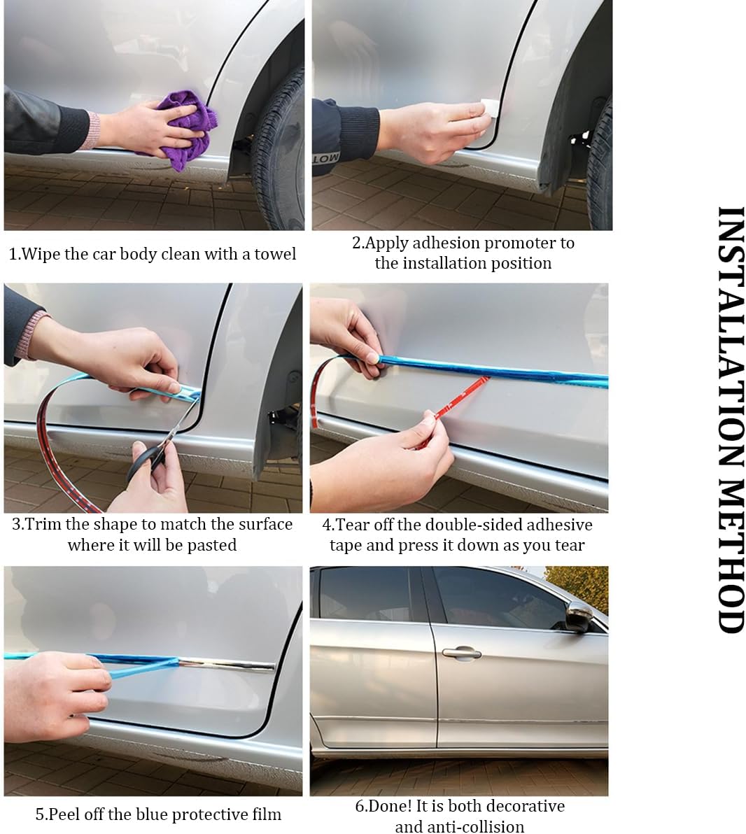 16FT Car Trim Strip, 10mm Scratch-Proof Self-Adhesive Vehicle Exterior and Interior Molding Trim, Automotive Body Side Decorative Strip, Universal for SUV Automobile Truck