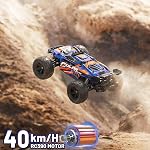 RC Cars 1:14 All Terrain Off-Road RC Truck, 4WD Fast Remote Control Car 40 KM/H, 4X4 Waterproof RC Vehicle with 2 Rechargeable 1300 mAh Batteries and 2 Sets of Tires