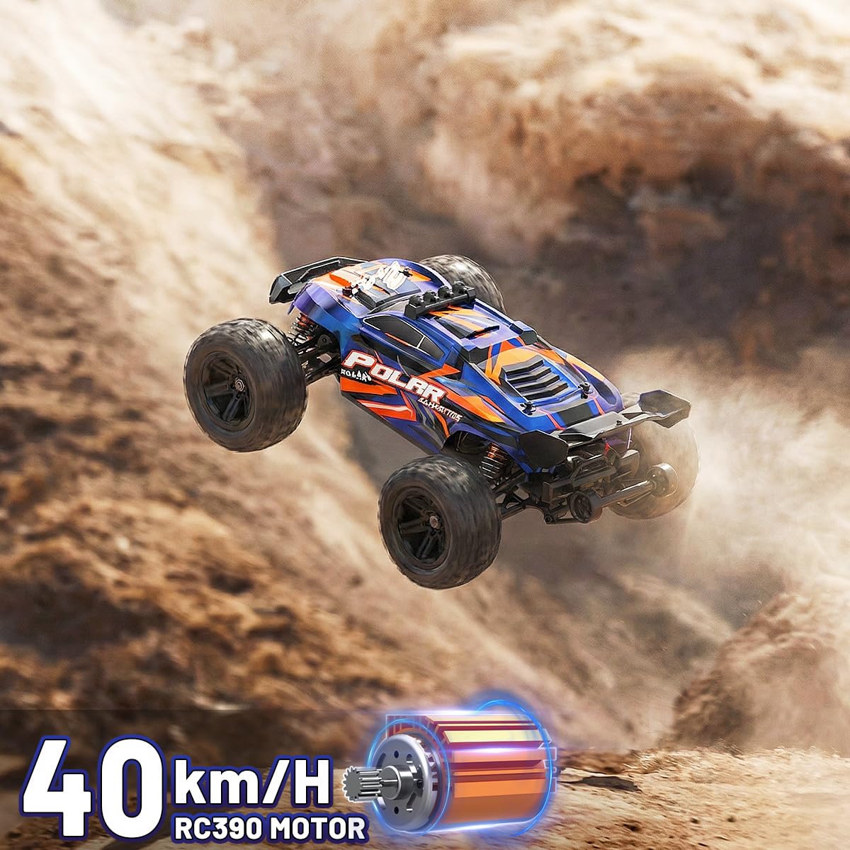 Cirmine Macchina Telecomandata Professionale 1:14 per Adulti e Ragazzi, Auto RC 4WD Off-Road 40 km/h Impermeabile Stile Racing Truck con 2 Batterie Ricaricabili 1300mAh e 2 Set di Pneumatici