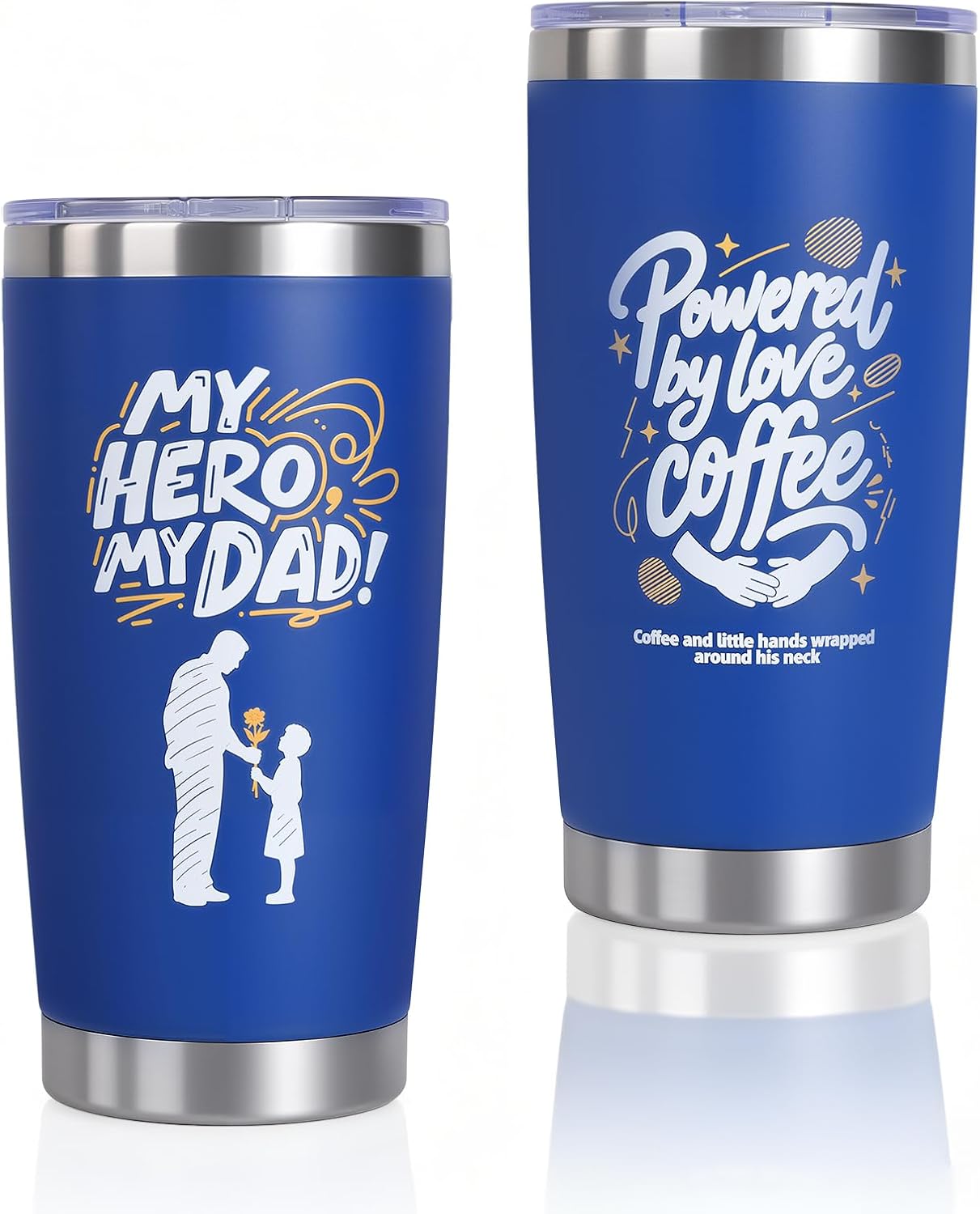Gifts for Dad, 20oz Travel Tumbler from Daughter Son - Stainless Steel Insulated Cup with Lid, Leakproof Travel Mug for Coffee, Chrismas and Birthday Gift for Him,Blue