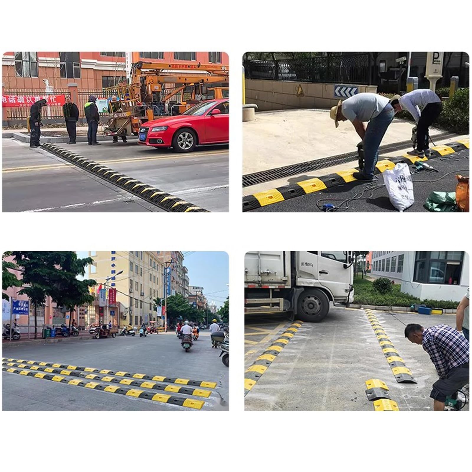 WXXZCE 2Pcs 50cm Dossi Artificiali in Gomma, Dossi Rallentatori for Impieghi Gravosi Dossi Stradali Modulari, per Strade, Garage, Asfalto, Cemento, Ghiaia, capacità di Carico 200 T