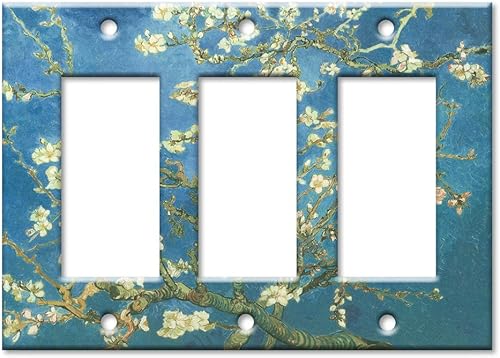 Miniatura 13 de Art Plates - Van Gogh: Placa de interruptor de flores de almendro - Doble palanca Double Toggle,Tapa para enchufe,Combo: salida/balancín,Combo