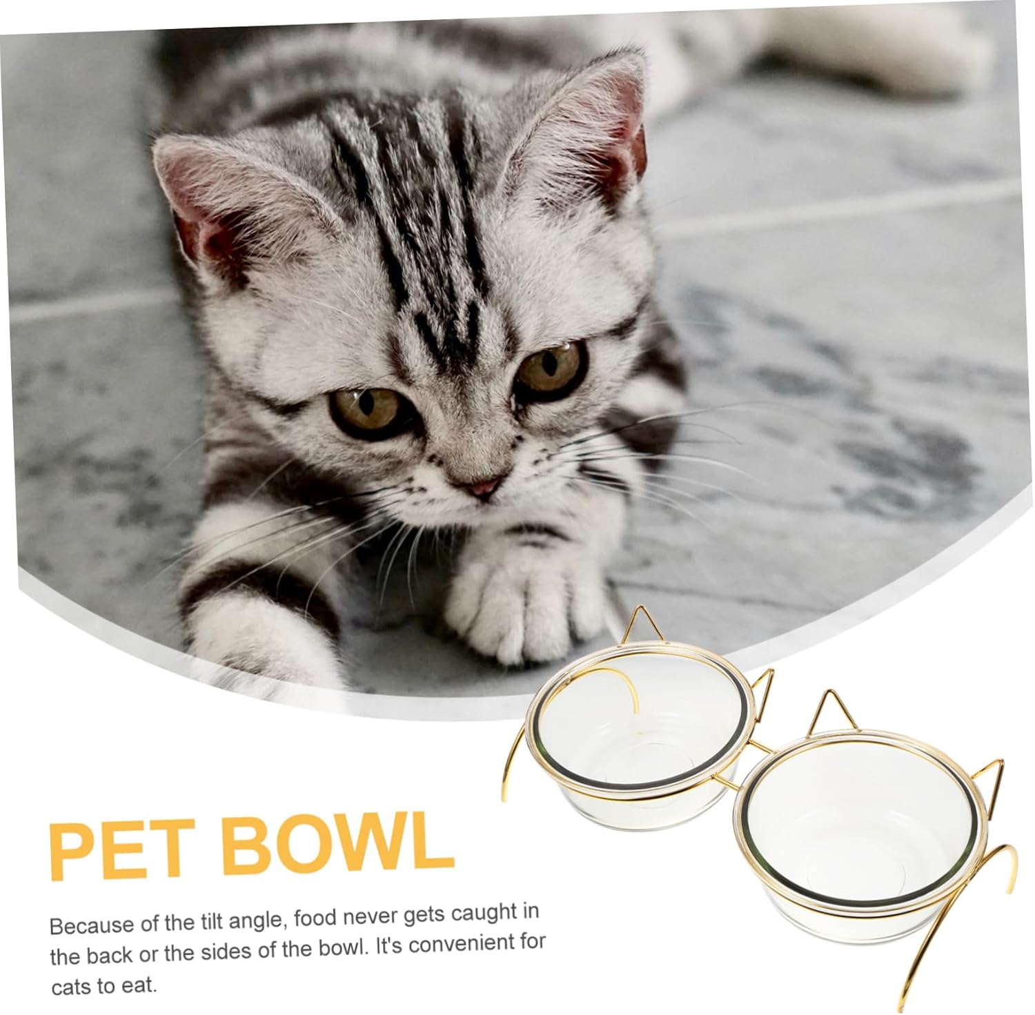 YARNOW Pet Feeding Bowl Elevated Stand for Easy Eating Neck Strain for Cats and Includes Double Bowls and Frame