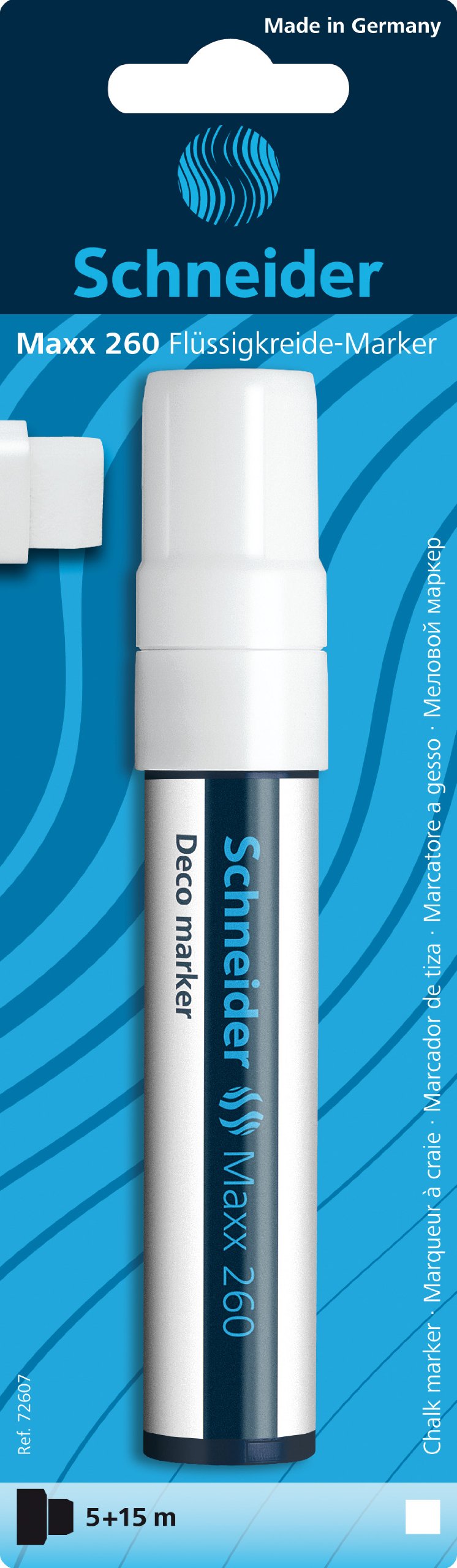 Schneider Blister Maxx 260 Stück 5 Marker Kreide Flüssigkeiten Spitze Extra Large Tinte weiß