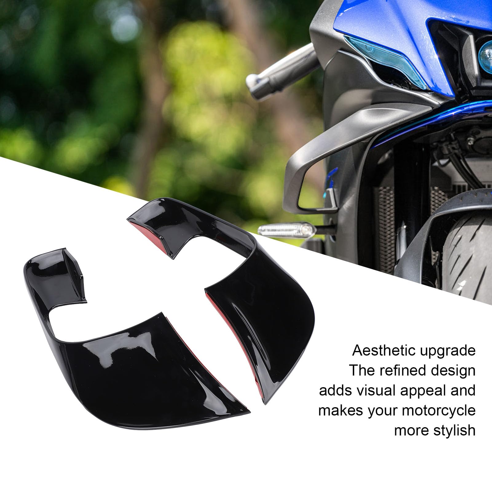 1 paio di carenature per moto, ali laterali aerodinamiche, deflettori antivento con spoiler winglet per YZF R7 dal 2020 al 2024 (nero lucido)