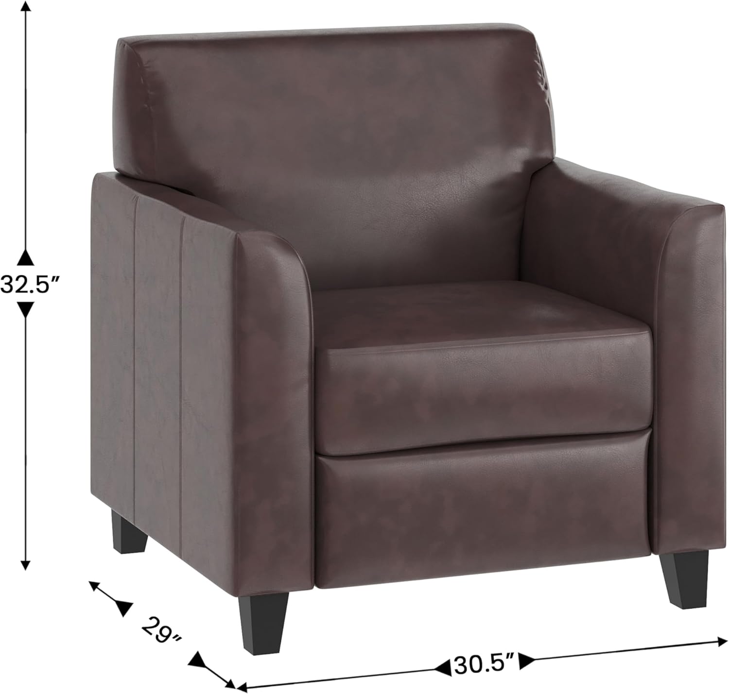 EMMA + OLIVER Brown LeatherSoft Chair with Clean Line Stitched Frame