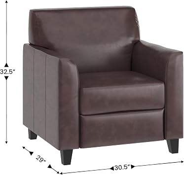 EMMA + OLIVER Brown LeatherSoft Chair with Clean Line Stitched Frame