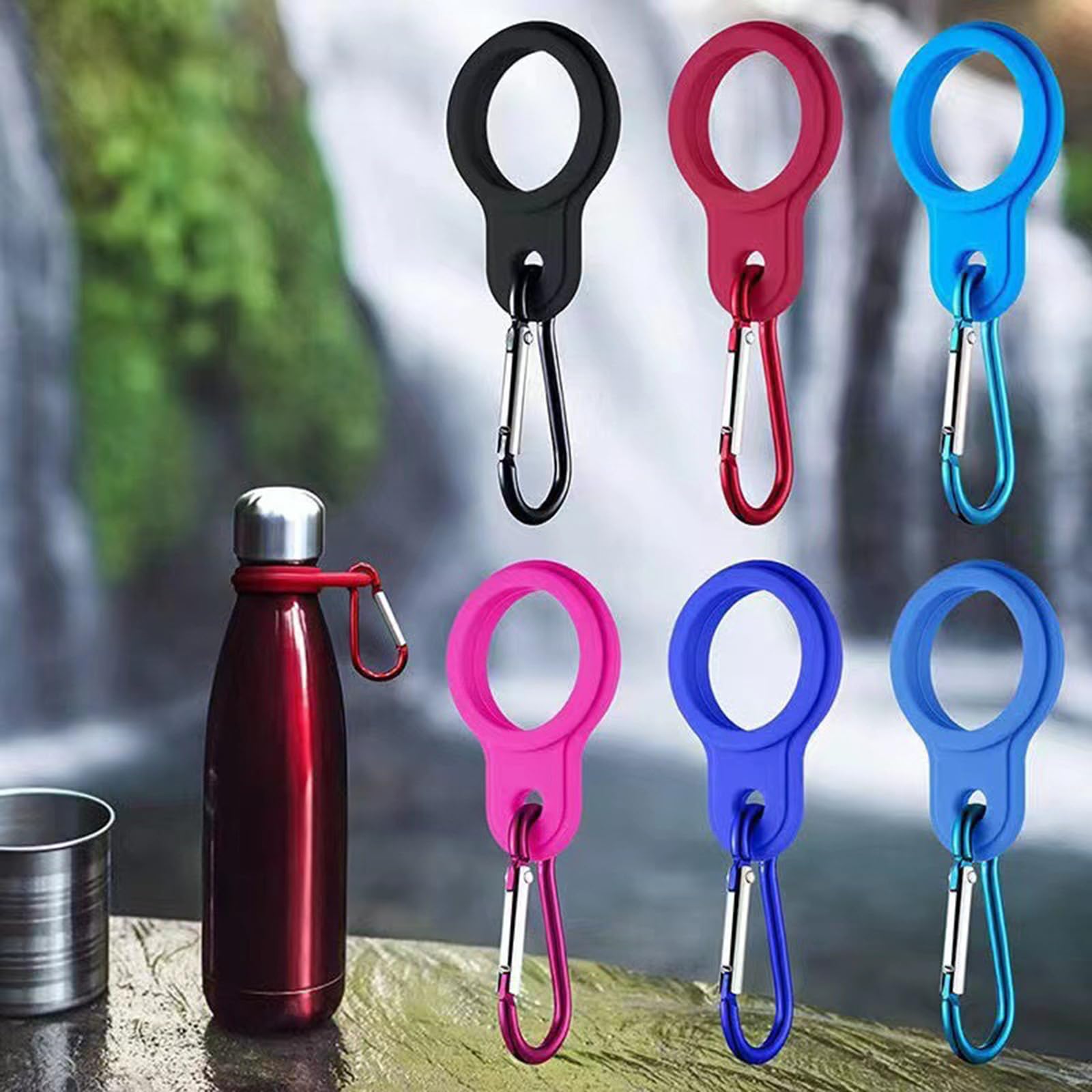 Porta bottiglia d'acqua con moschettone con fibbia in gomma per sport