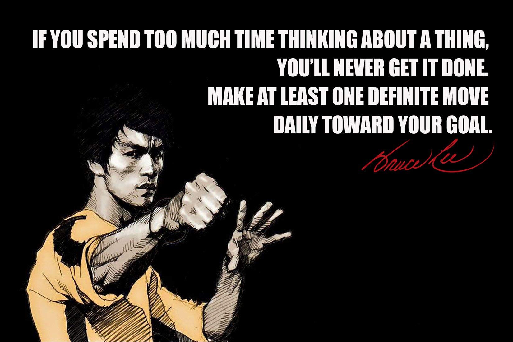 Tallenge -Too Much Time - Bruce Lee - Small Poster Paper (12 x 17 inches) - Multi- Colour