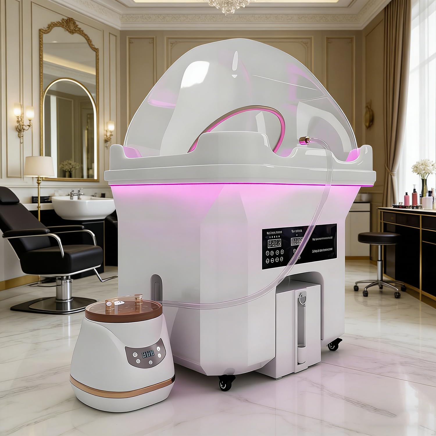 Factildfulzhan Multicolor Portable Head Spa Equipment With Water Circulation Shampoo Basin, 60L Clean Water & 20L Waste Tank, Japanese Head Spa Machine With Fumigation Kit, Mobile Hair Washing Station For Salon & Home