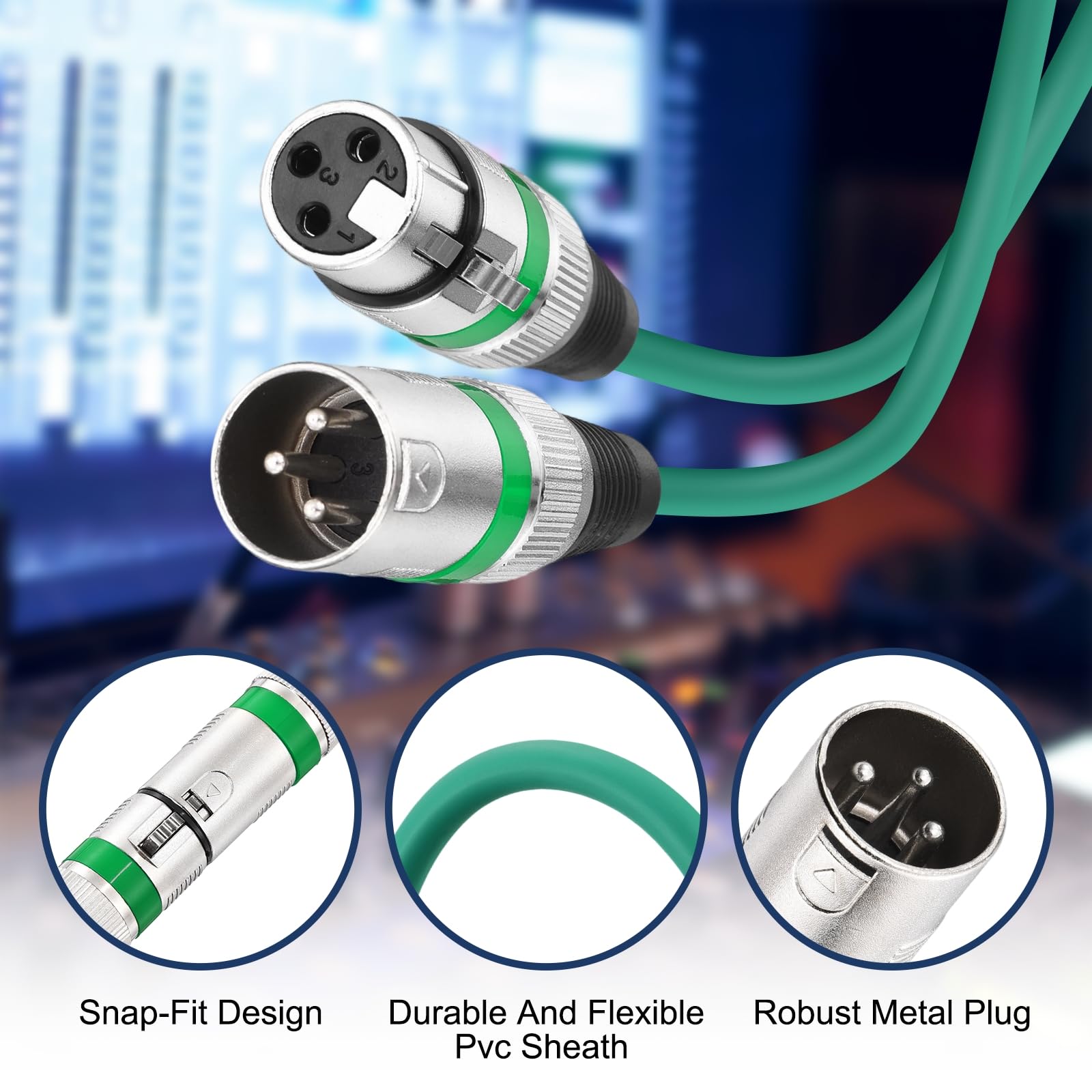 QUARKZMAN 6 Pcs Cables XLR 6.5 Ft Cable De Micrófono XLR Macho A Hembra 3 Pines Accesorios De Micrófono Balanceado Parche Altavoz Para Estudios De Grabación En Viviente Mezclador