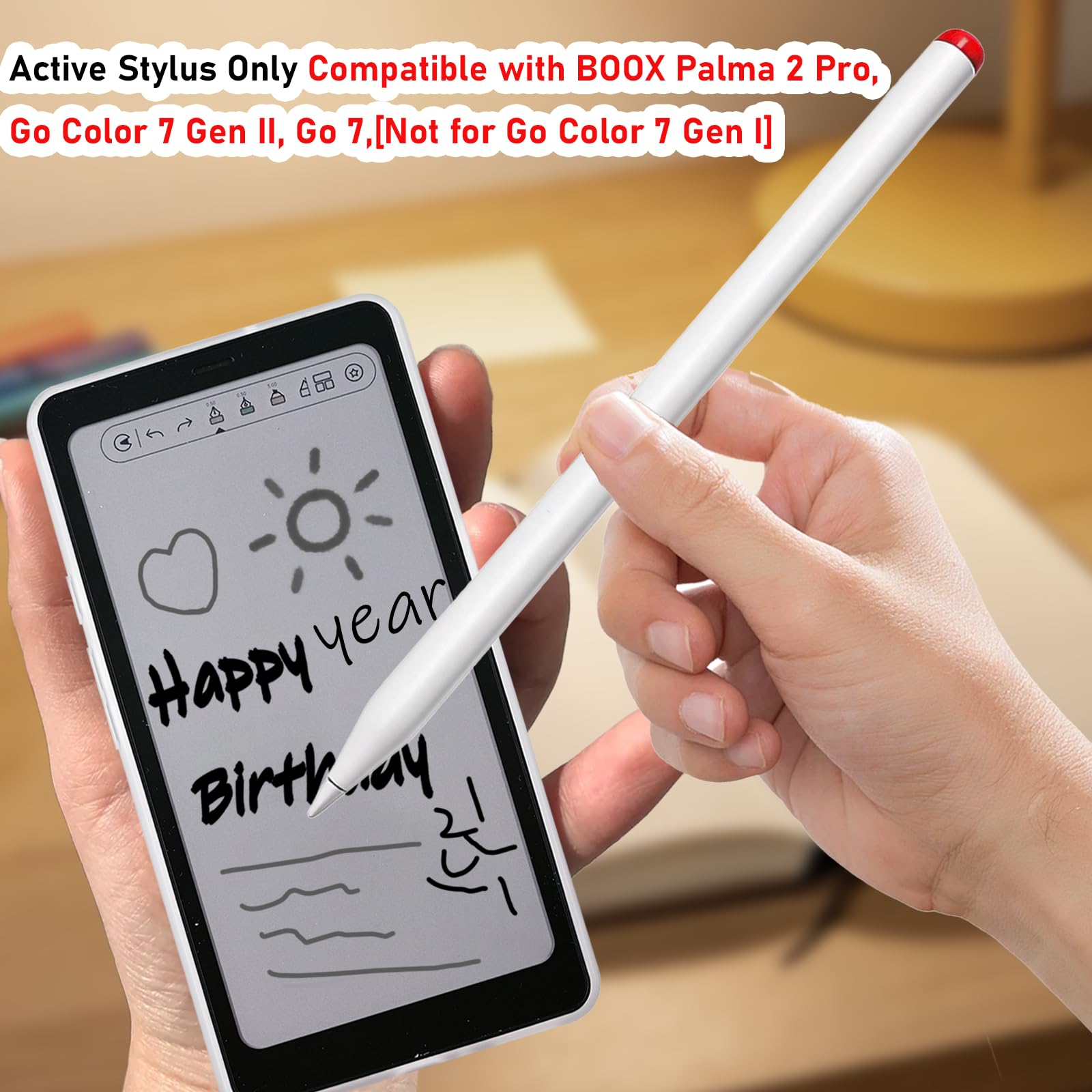 Stylet actif uniquement compatible avec BOOX Palma 2 Pro, Go Color 7 Gen II, Go 7, [Ne convient pas pour Go Color 7 Gen I]