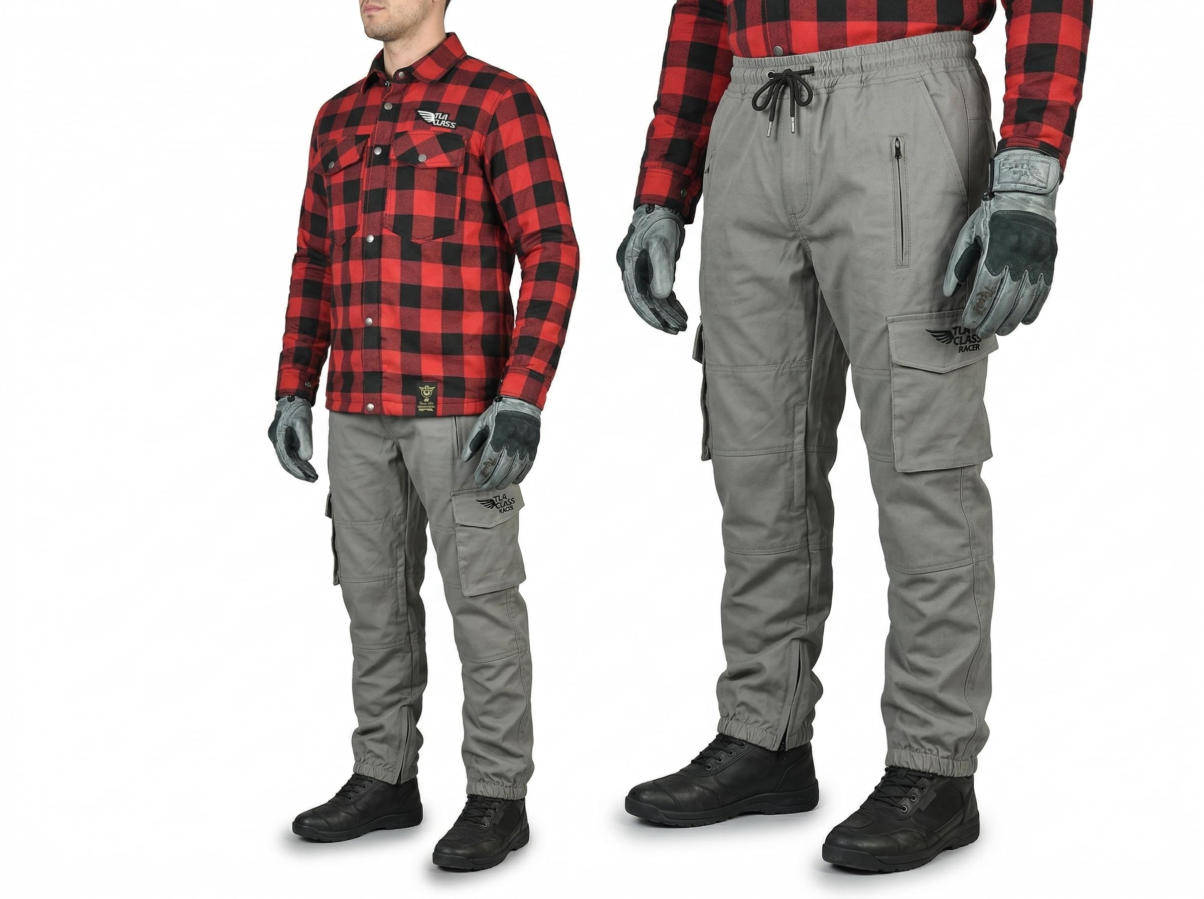 TLA Racer Pantaloni Moto, Protezioni CE, Rinforzi in Aramide. Taglie sino 6XL Uomo, Donna. Ampio Elastico in Vita, Coulisse con Lacci, Varie Tasche e Prese d’Aria. Pantaloni Moto, Scooter