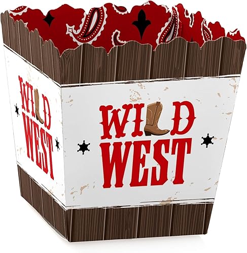 Big Dot of Happiness Western Hoedown - Mini cajas de regalo para fiesta, cajas de dulces de vaquero del salvaje oeste, juego de 12