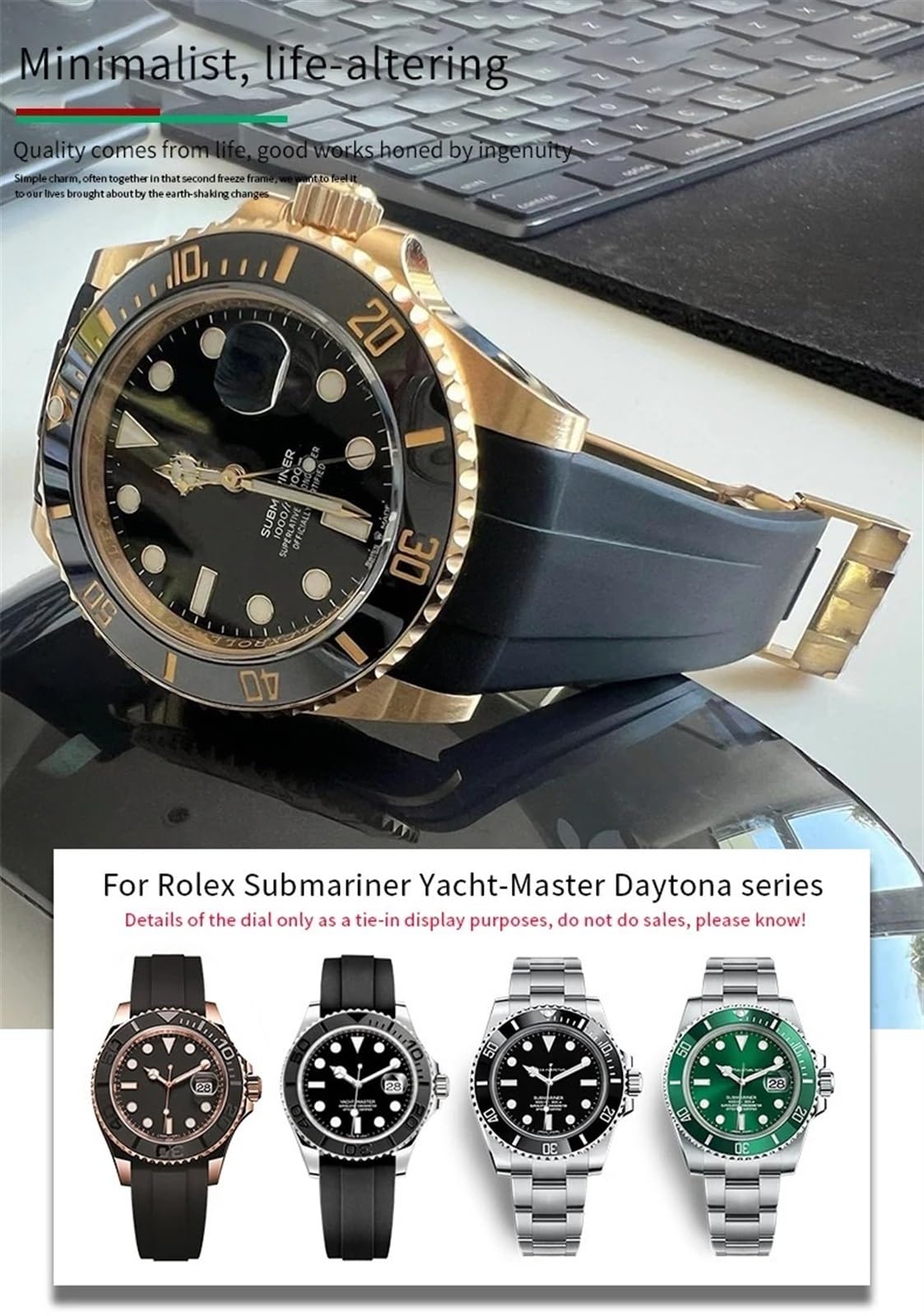 18mm 19mm 20mm 22mm zakrzywiony koniec pasek do zegarka z gumy silikonowej dla paska roli Rolex Daytona Submariner GMT 21mm pasek do zegarka mężczyźni narzędzia(Green,20mm)