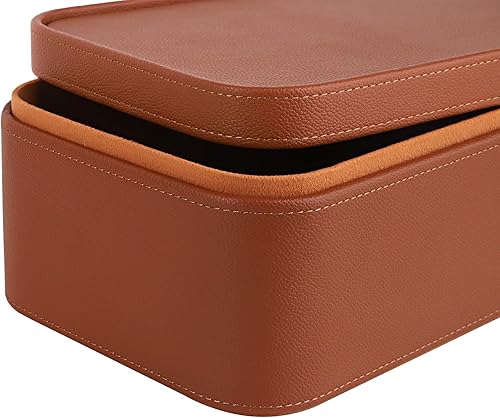 Miniatura 8 de HofferRuffer Cajas de almacenamiento decorativas de piel sintética, cestas de almacenamiento a prueba de polvo con tapas y bandejas, contenedores de