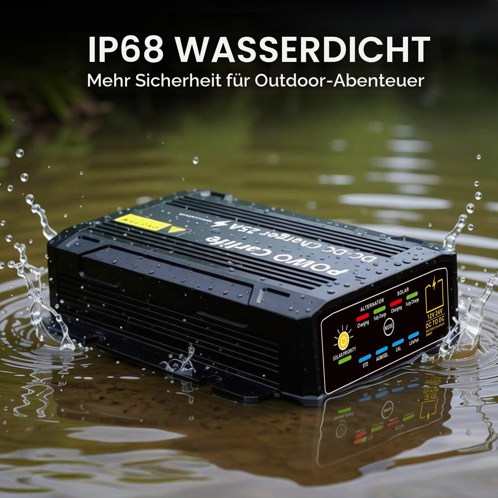 40 A DC/DC-Ladegerät für Fahrzeuge mit MPPT, wasserdichtem IP68-12-V-Batterieladegerät, Solar- und Lichtmaschinen-Doppeleingang für AGM, Gel, Cal, STD, Lithium LiFePO4