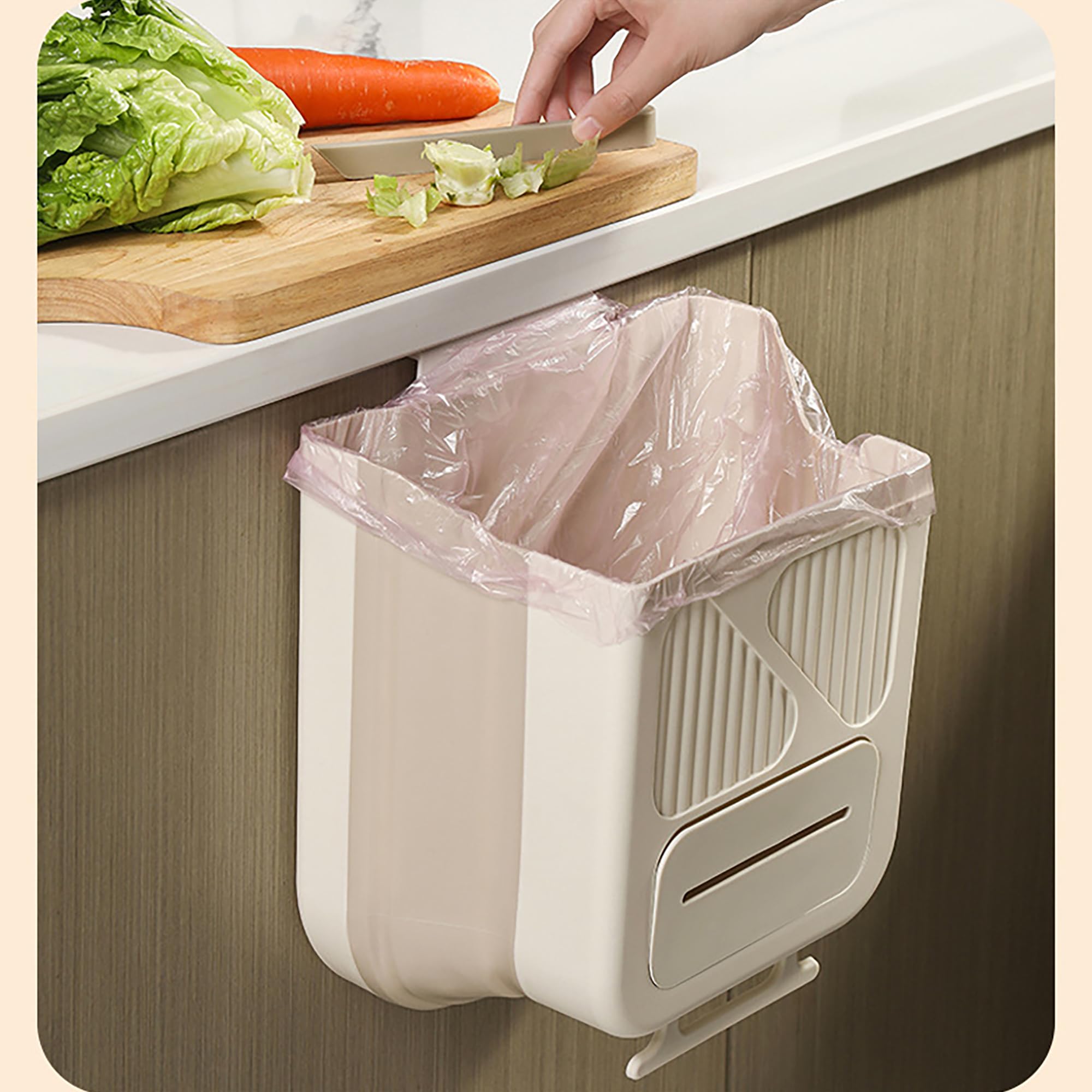 2 Pièces Poubelle Cuisine Suspendu-10L 6L, SHAIDOJIO Économisez de L'espace Poubelle Pliable avec 60PCS Sacs Poubelles, Poubelles Murale pour Cuisine Salle de Bain Chambre à Coucher Camping Car Salon