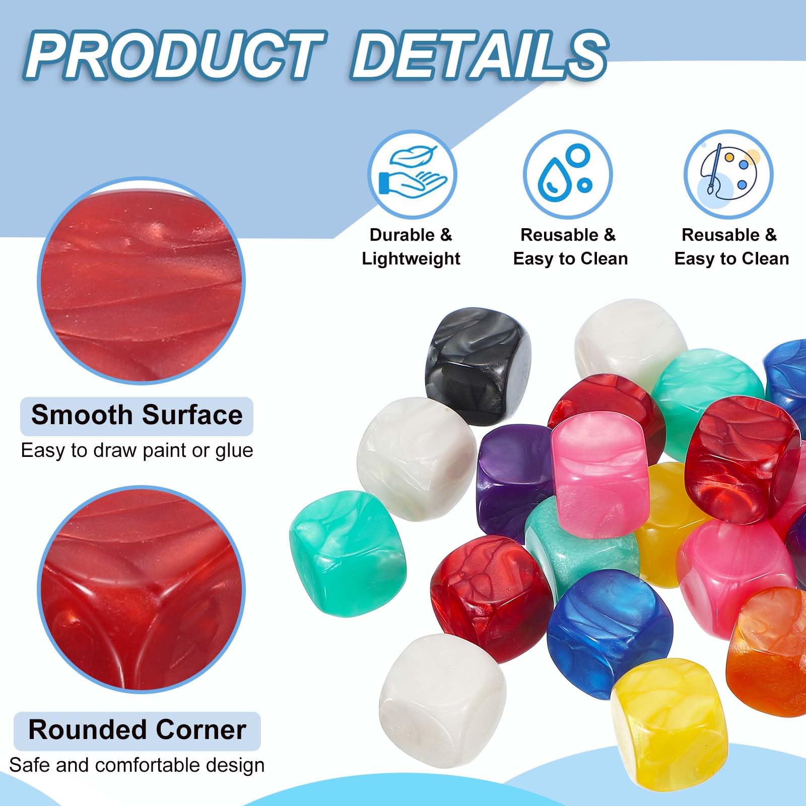 PATIKIL 16 mm Acrylic Dice Blank - Image 3