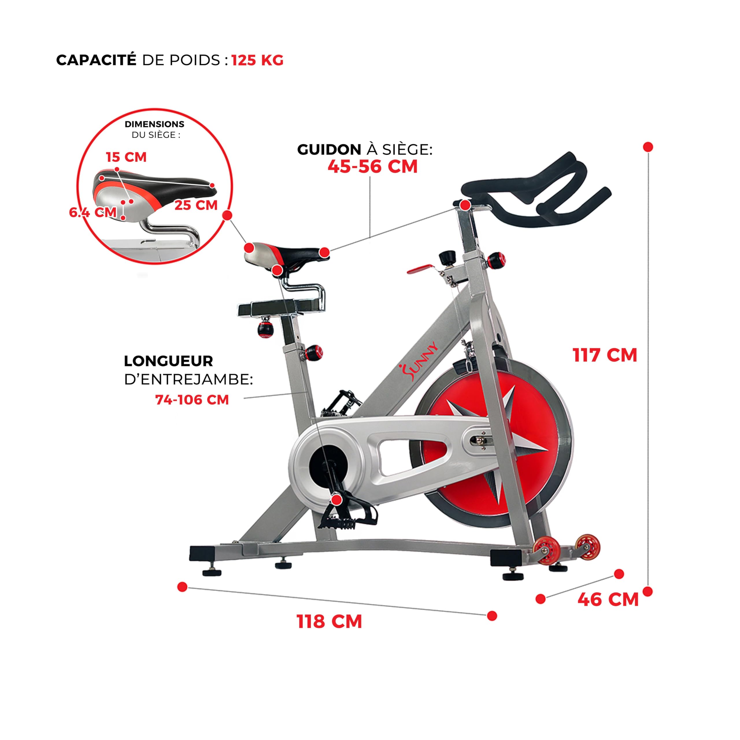 Sunny Health & Fitness Vélo d'Appartement Pro pour Cyclisme Indoor Intensif