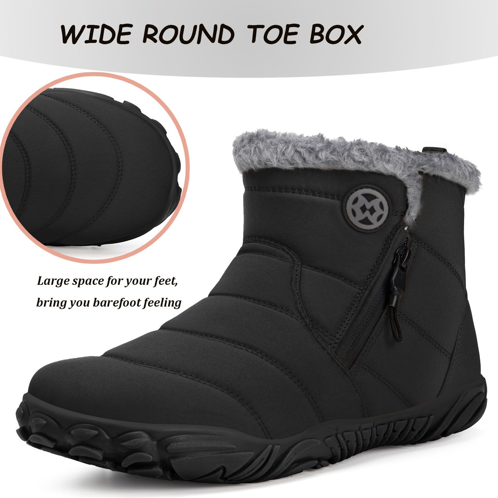 Gaatpot Barefoot Stivali Invernali Donna Uomo Scarpe Stivaletti da Neve Caldi Fodera Stivaletto Scarponcini Con Wide Toe Box 37-47