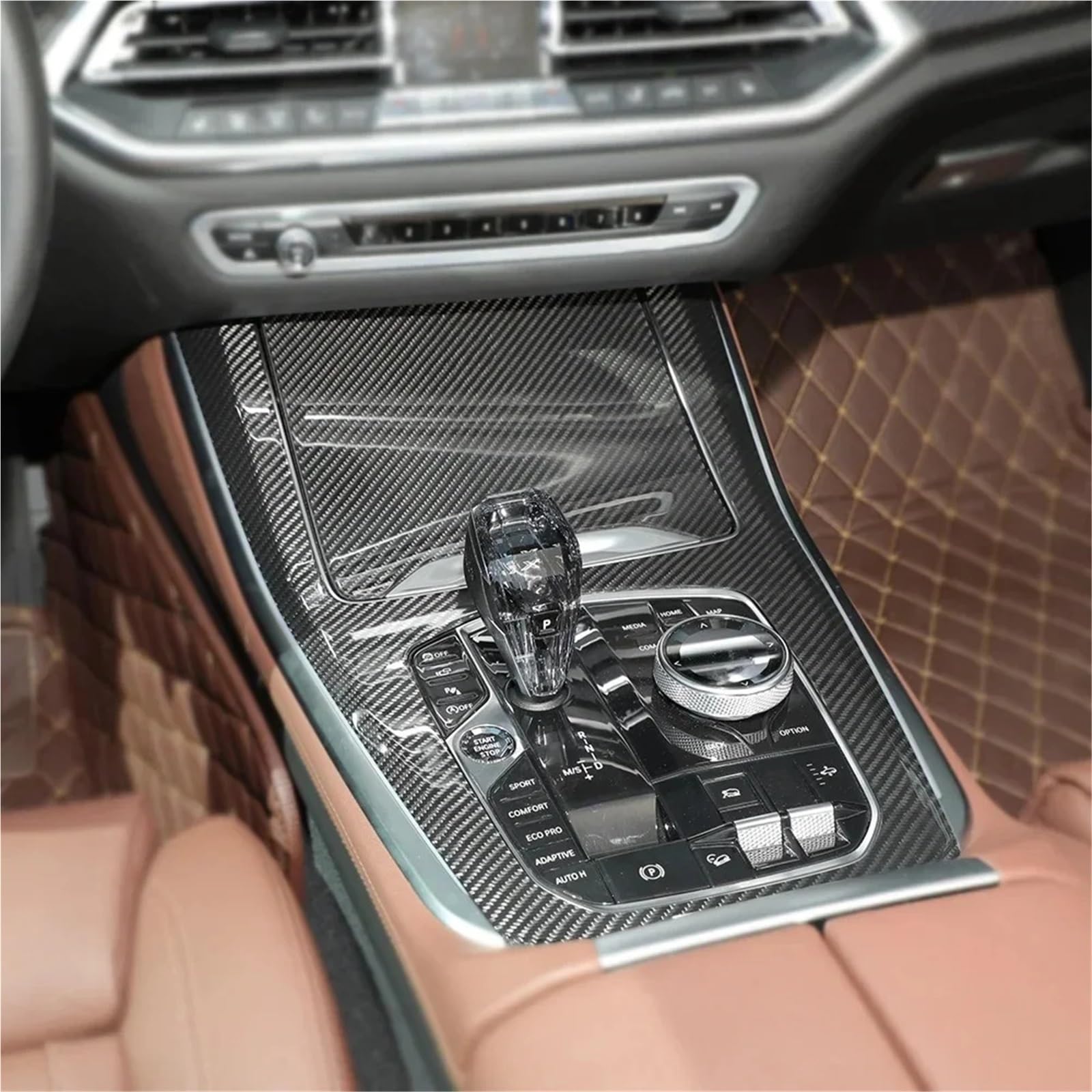 Okleina skrzynia biegów‌ Prawdziwe suche karbonowe akcesoria do wnętrza samochodu konsola środkowa pokrywa panelu zmiany biegów pasuje do BMW X5 G05 G07 2019up Naklejka konsola środkowa‌