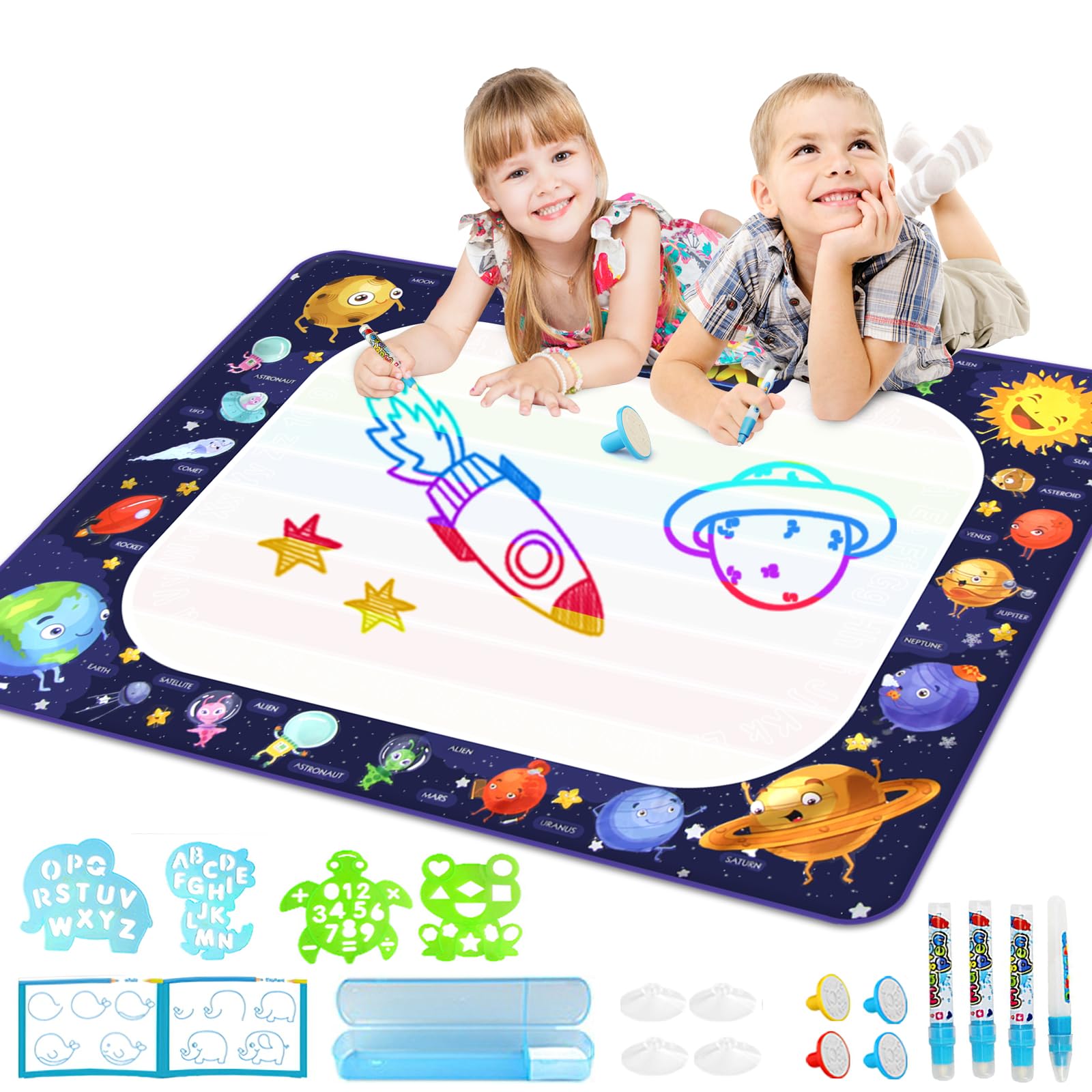 Doodle Matt Alfombra Pintar Agua, Juguetes Montessori Niños Niñas 2 3 4 5 6 7 8 Años Pizarra Mágica con Libro de Dibujo und 4 Bolígrafos para Juegos Educativos Infantil Regalos Cumpleaños