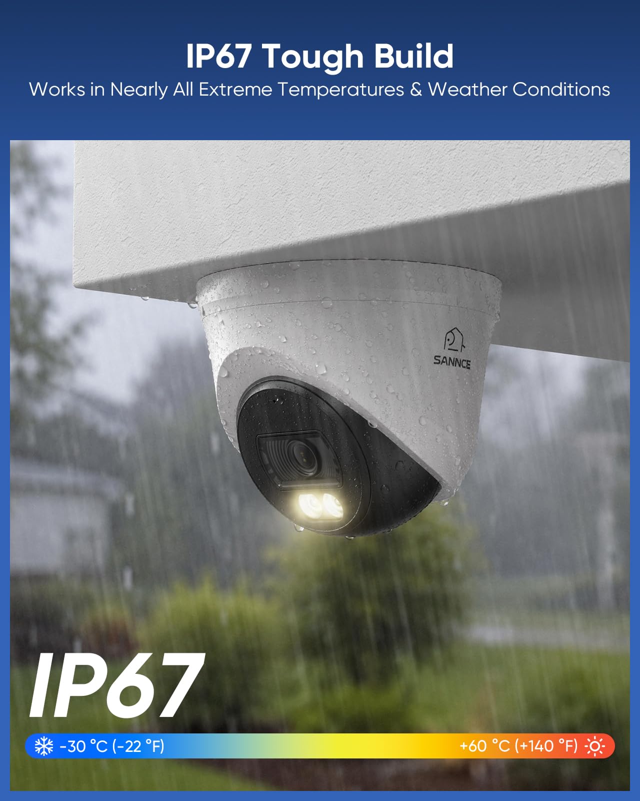 SANNCE 4K PoE Telecamera Dome Esterno/Interna Senza Alimentatore Rete | Visione Notturna Colori, Riconoscimento Intelligente Persone/Veicoli, Registrazione Audio, Ultra-Grandangolare 128°, IP67