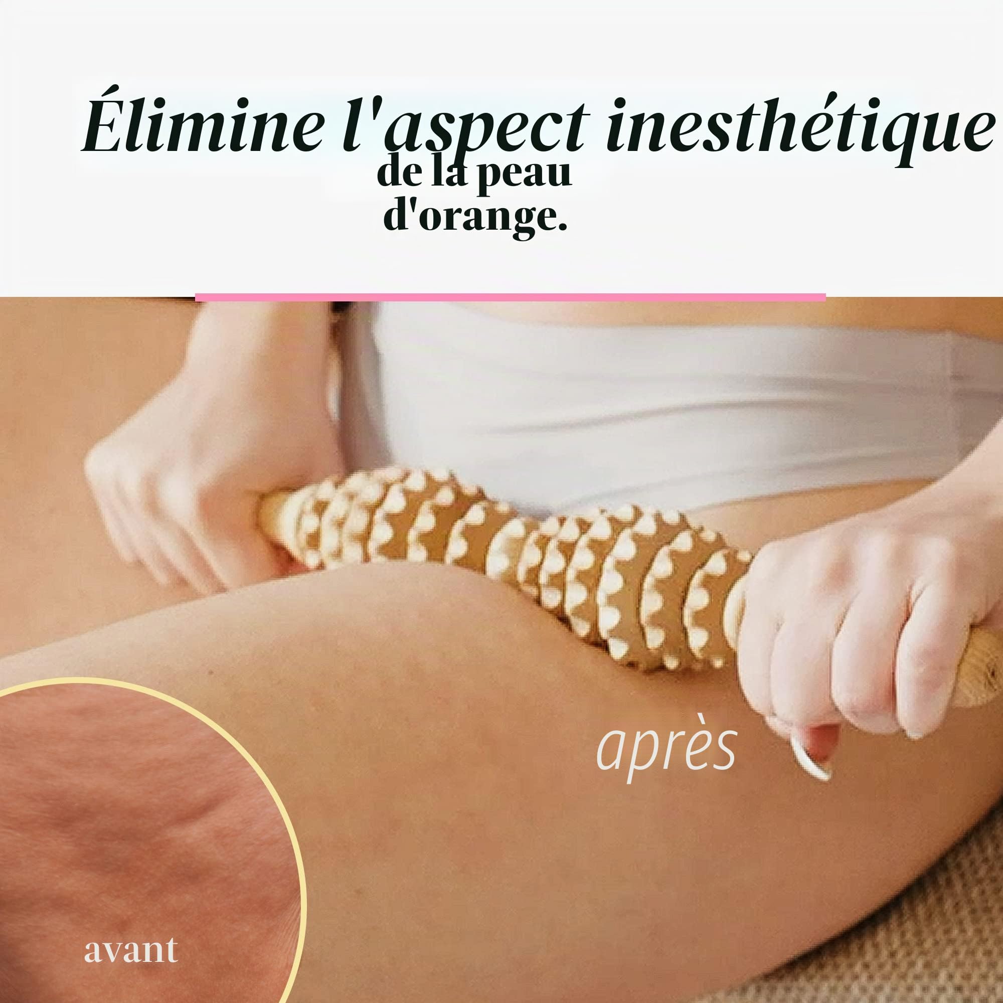 Tuuli Accessories Anti Cellulite Masseur Rouleau de Massage Appareil Maderothérapie Bois 40 cm
