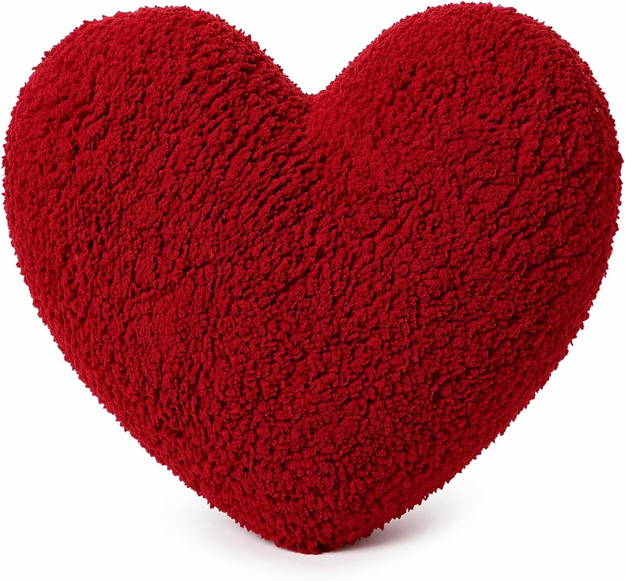 EVOLIVE Heart Pillow, 15x17 Inch Large Heart Shaped Sherpa Throw Pillow, Soft Plush Love Gift Cushion for Bed, Couch, Sofa, Living Room & Bedroom Decor, Indoor Outdoor Accent Pillow (Wine Red)