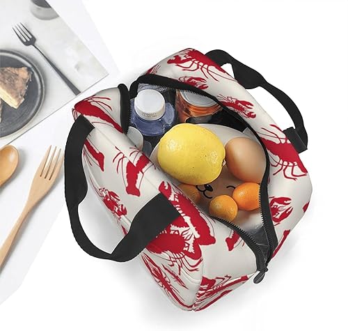 Miniatura 6 de Lonchera estampada con langosta roja, bolsas de almuerzo aisladas para mujeres y hombres, lonchera reutilizable para el trabajo, picnic o viajes