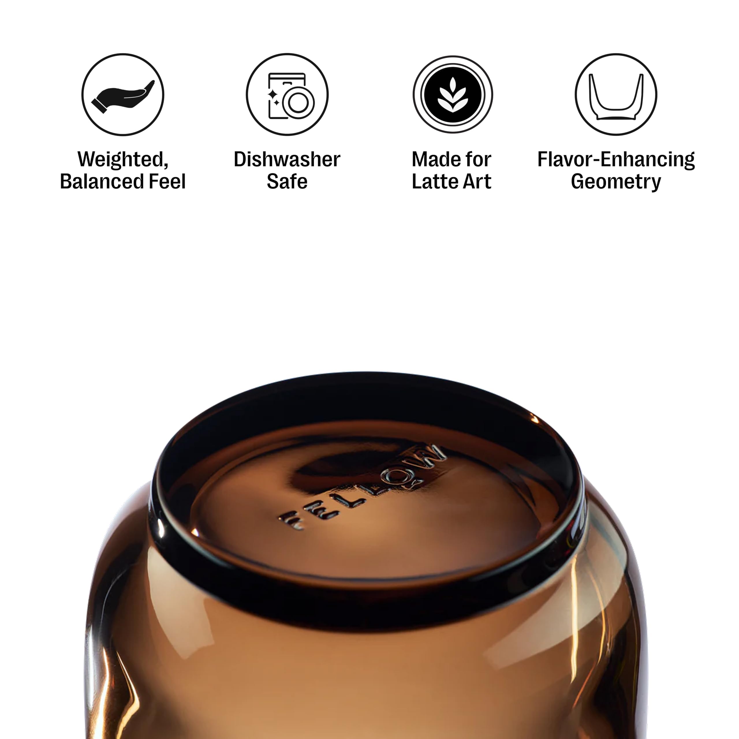 Fellow Vasos de cappuccino Pirch tazas artesanales de 192 ml, juego de 2 piezas, vasos de café aptos para lavavajillas para bebidas de leche y expreso: color ámbar