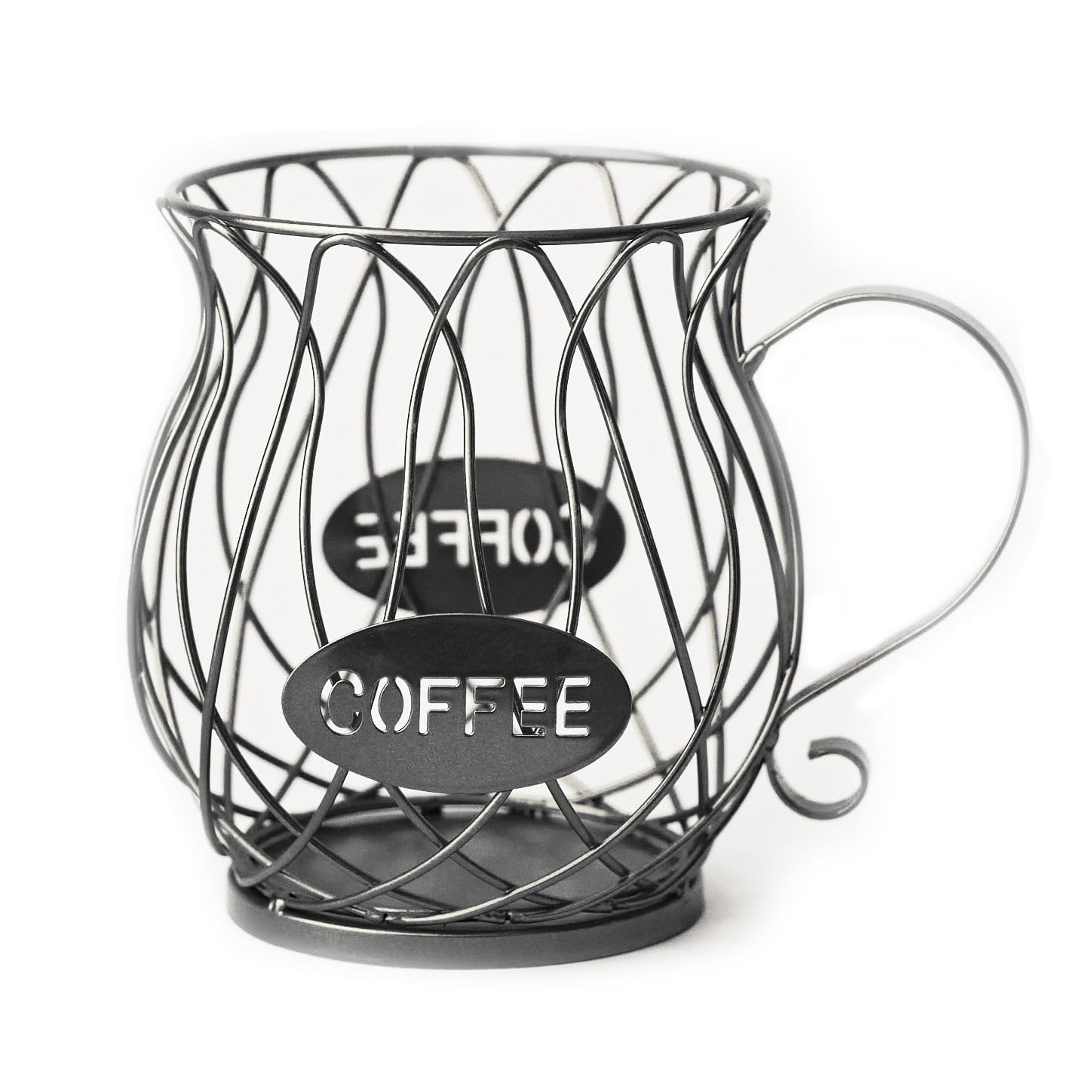 Metal Coffee Pod Holder, Large Capacity Capsule Organizer Basket for Countertop, Creative Pot Shaped Storage for Bar Accessories, Compatible with K-cups & Nespresso (Black Pot)