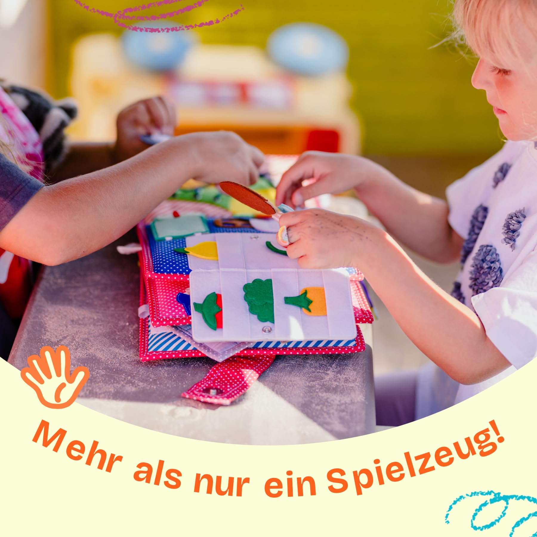 Jolly Designs – Quiet Book Hey Du! – Montessori Spielzeug ab 2 Jahren – Motorik & Sensorik fördern – Handgefertigtes Filzbuch – Lernspielzeug für Kleinkinder – Busy Book für Zuhause & unterwegs