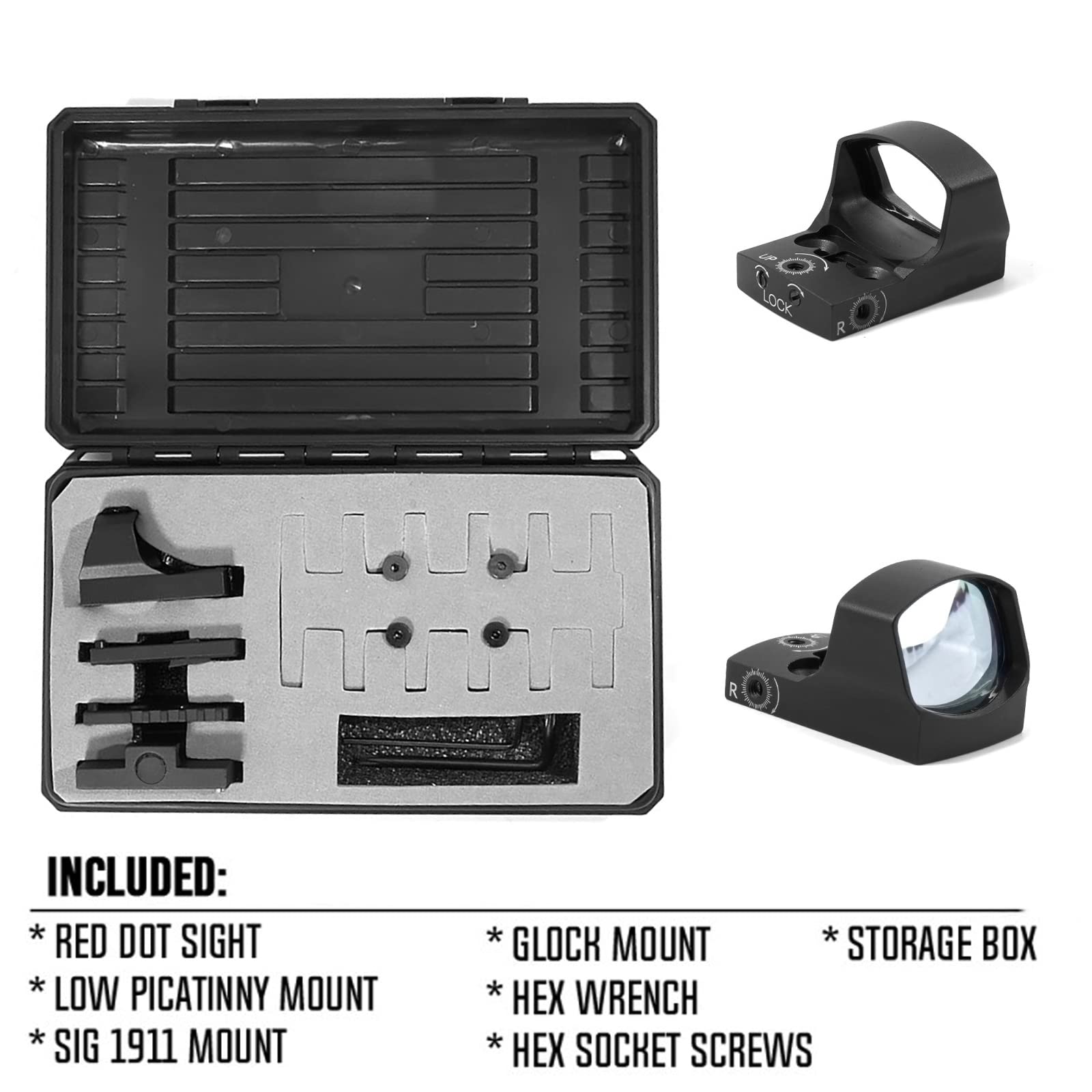 Objetivo táctico de 3,5 Moa Red Dot con Montaje Picatinib de 20 mm, Montaje Glock y Montaje Sig.