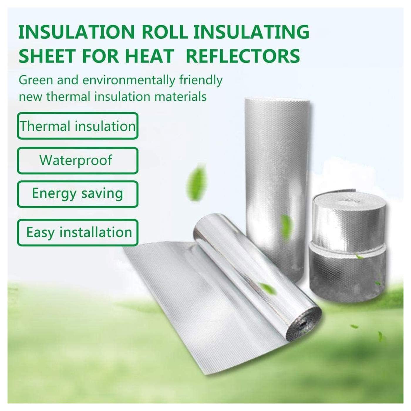 Isolierrolle, Selbstklebende Wärmedämmrolle aus Aluminiumfolie und Luftpolsterfolie, 1 Stück, verschiedene Größen(1x3m)