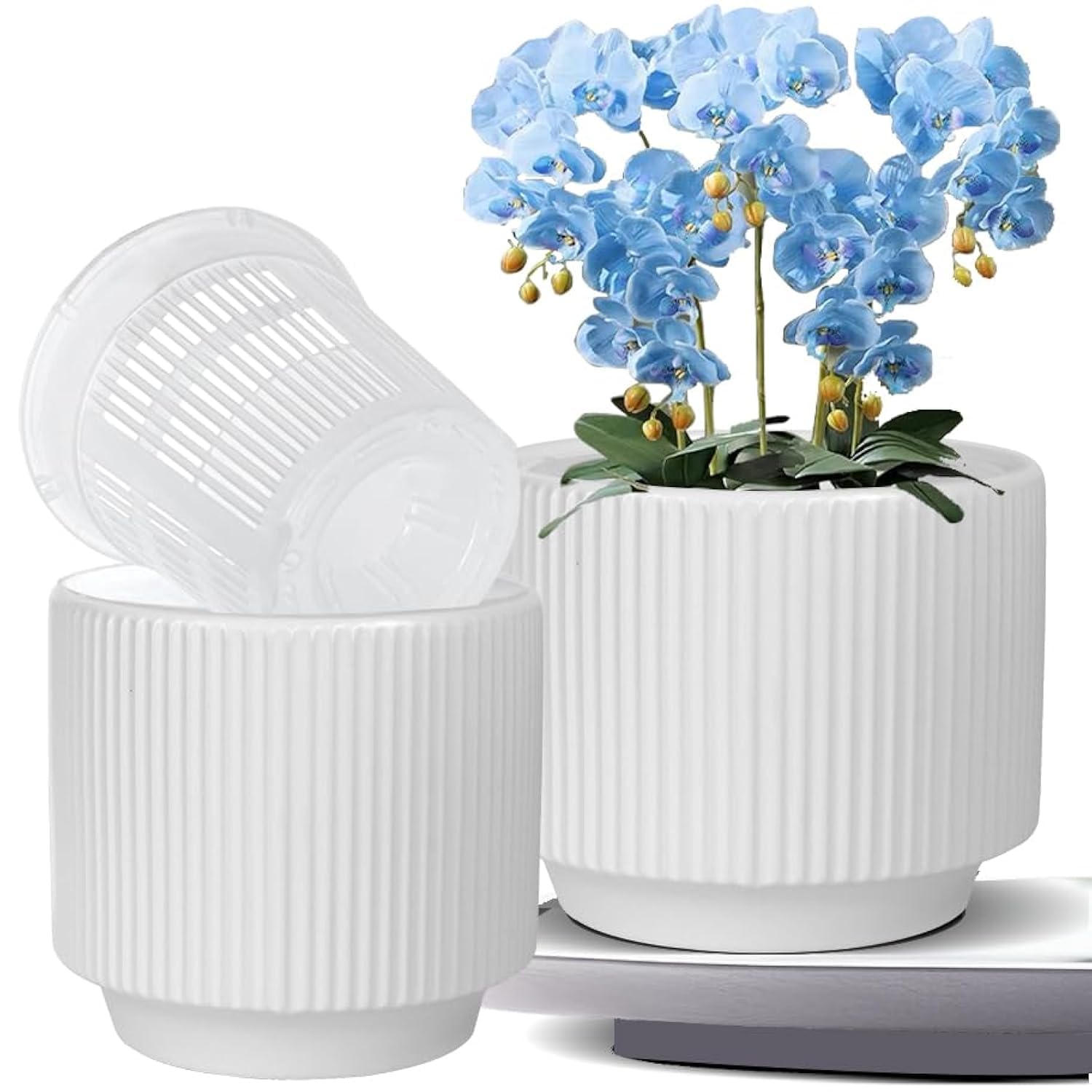 Amazon.com: MUZHI Ceramic Orchid Pot with Holes and Drainage Tray