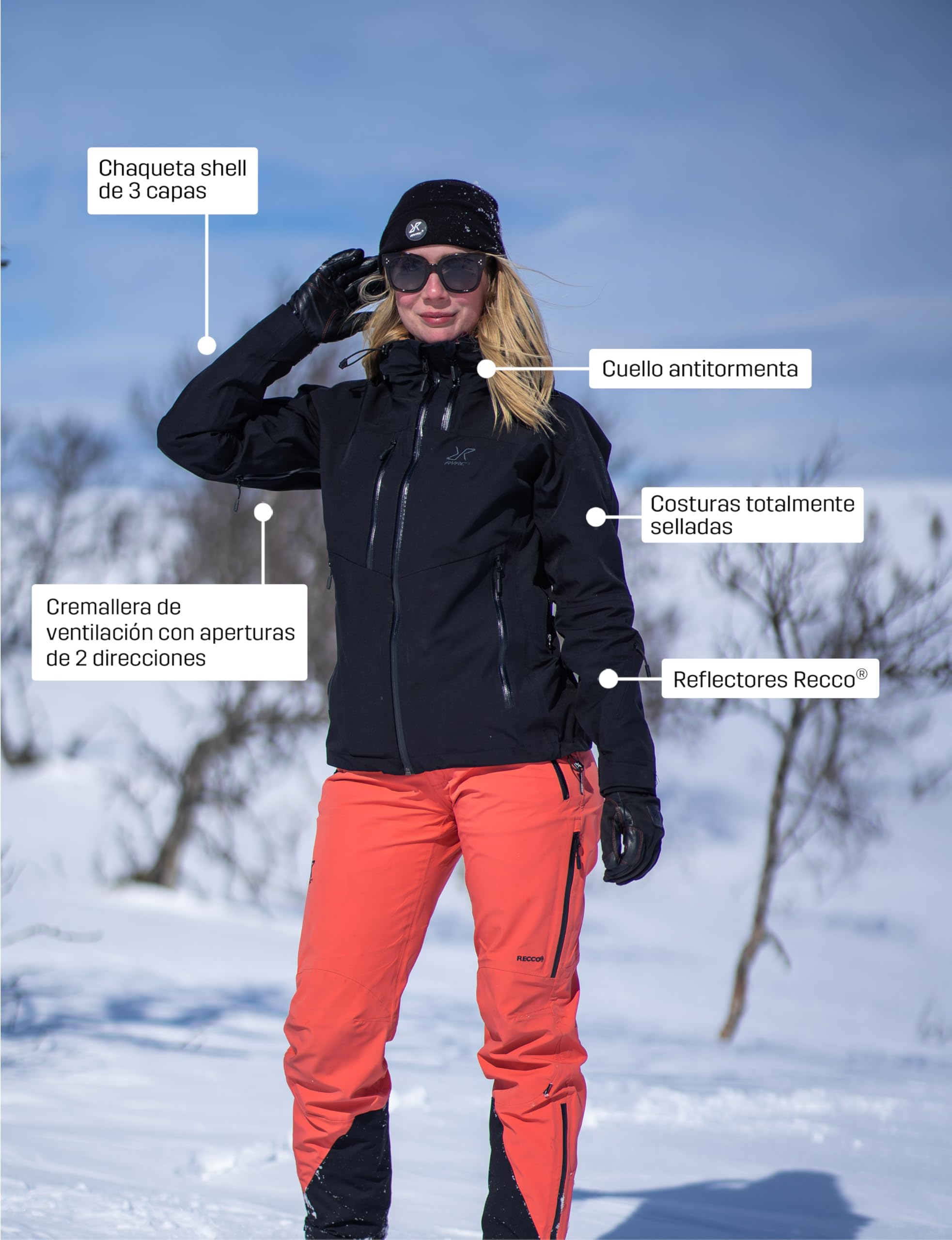 RevolutionRace Cyclone 3L Shell Jacket para Mujer, Chaqueta Impermeable con Reflectores Recco para Senderismo